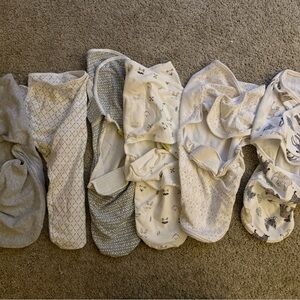 6 Baby Velcro Swaddles Neutral Prints